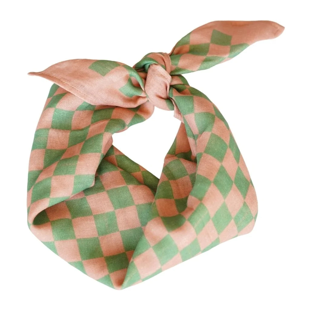 Grech&Co Head Scarf - Checks Sunset+orchard