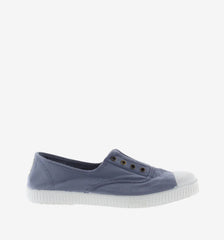 Entrenadores de lienzo de mujeres con elástico - Azul