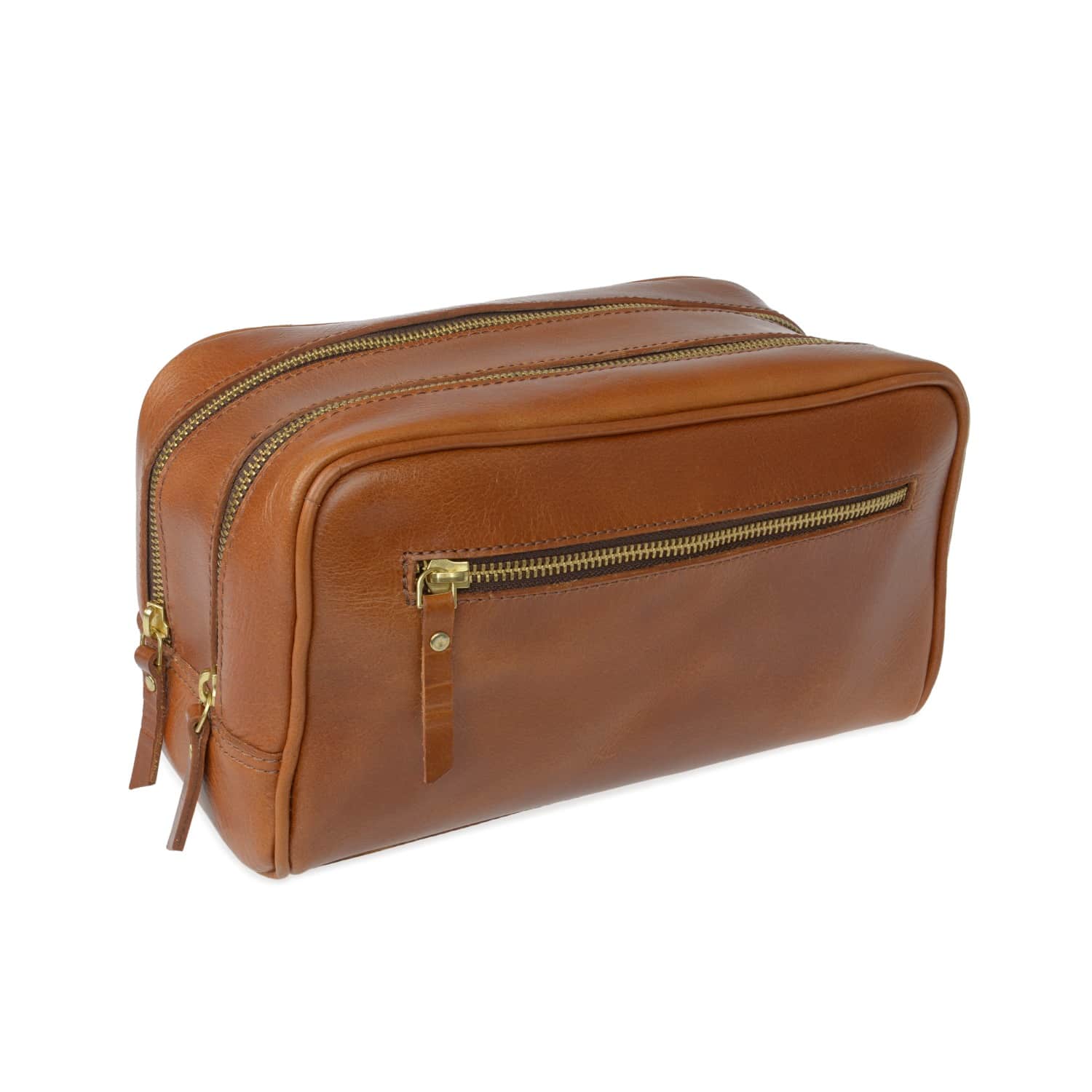 Leather 3 Zip Wash Bag