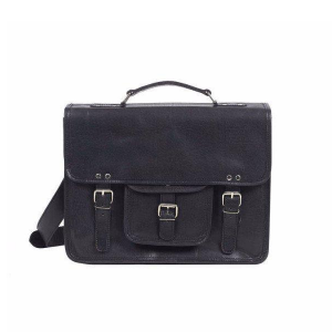 Black Leather Large Satchel Laptop Bag