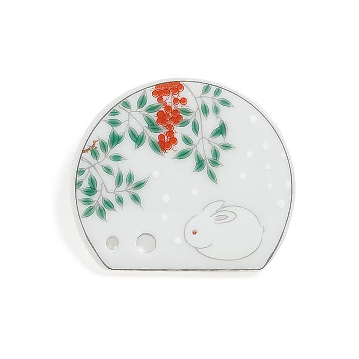 Decorative Porcelain Incense Holder with White Bunny Painting 