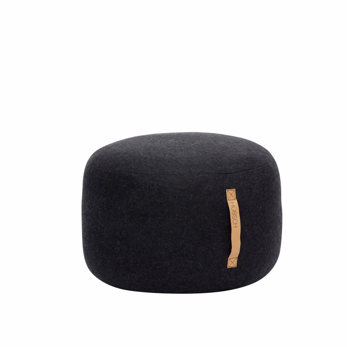 Small Charcoal & Light Grey Wool Pouffe