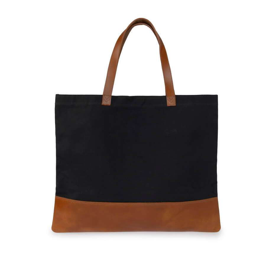 Large Leather and Canvas Tote Bag