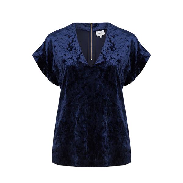 Velvet Navy Short Sleeve Top
