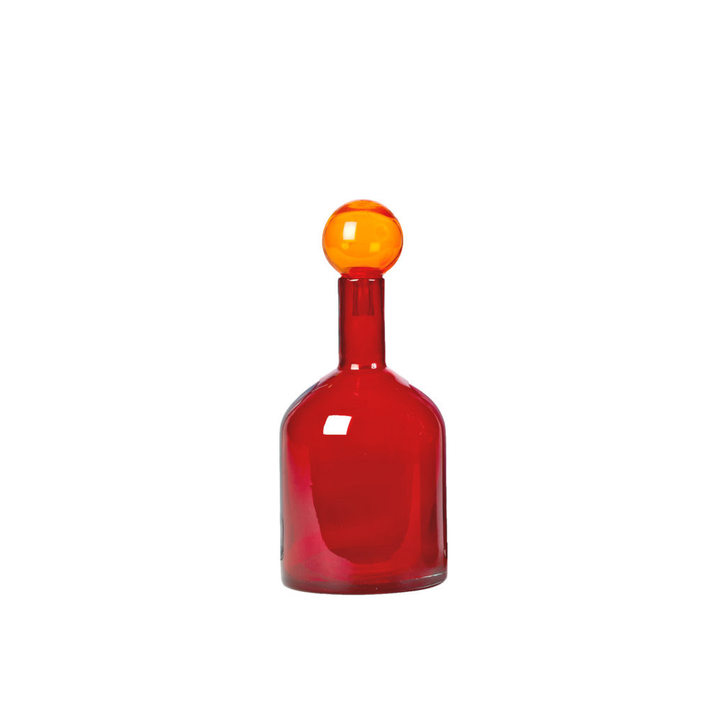 Red Glass Decorative Stained Bottle
