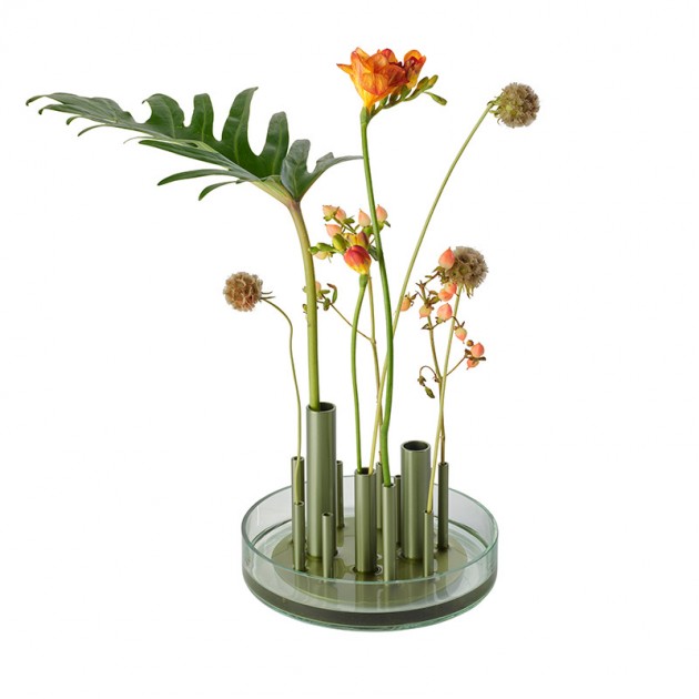 Forest Green Ikeru Low Vase