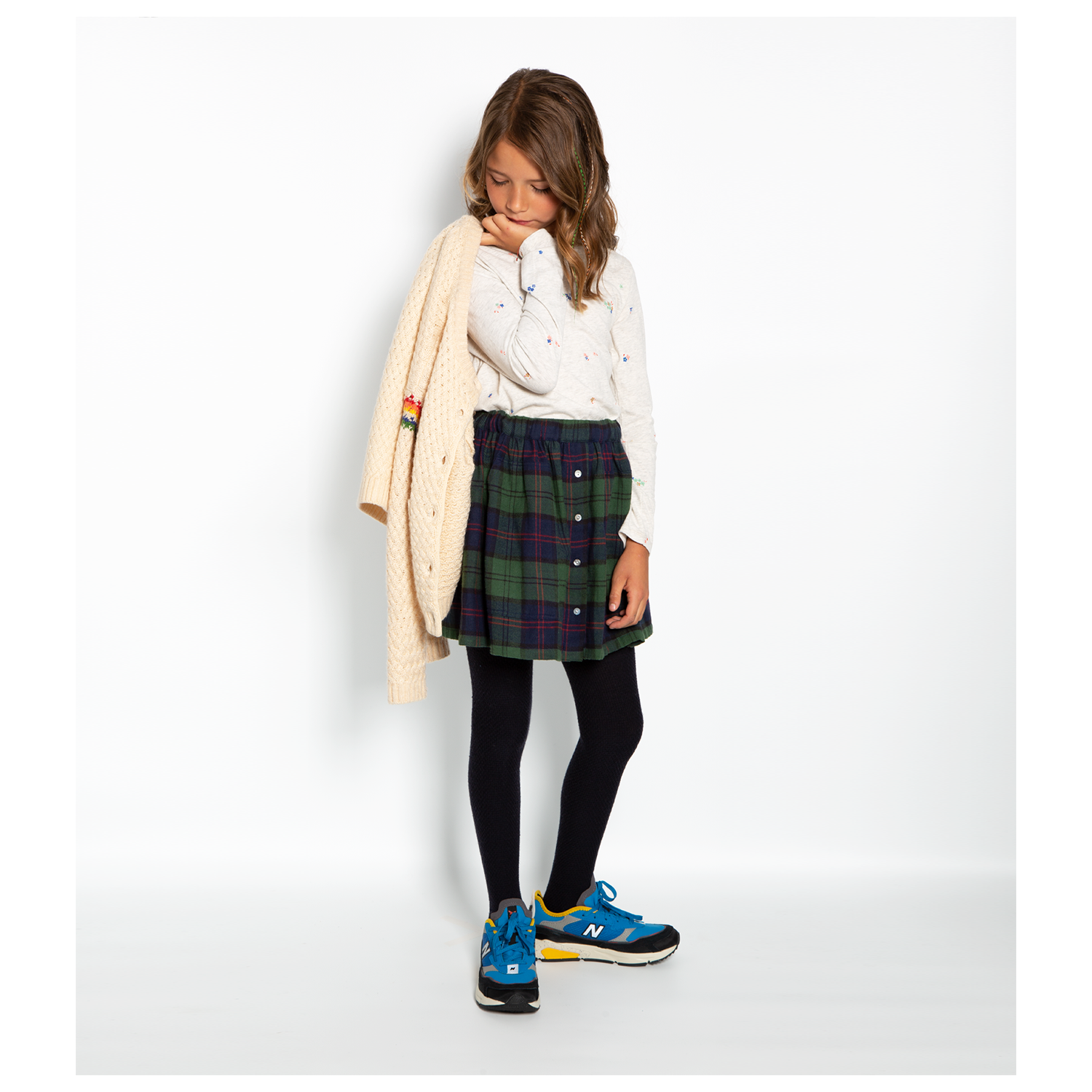 AO76 Green Baba Button Skirt