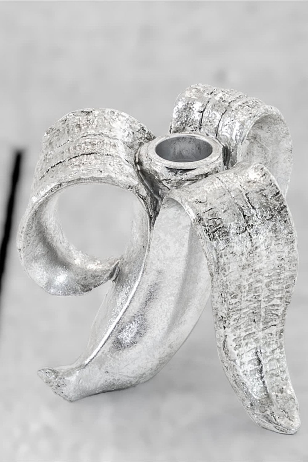 Silver Peeled Banana Candle Holder