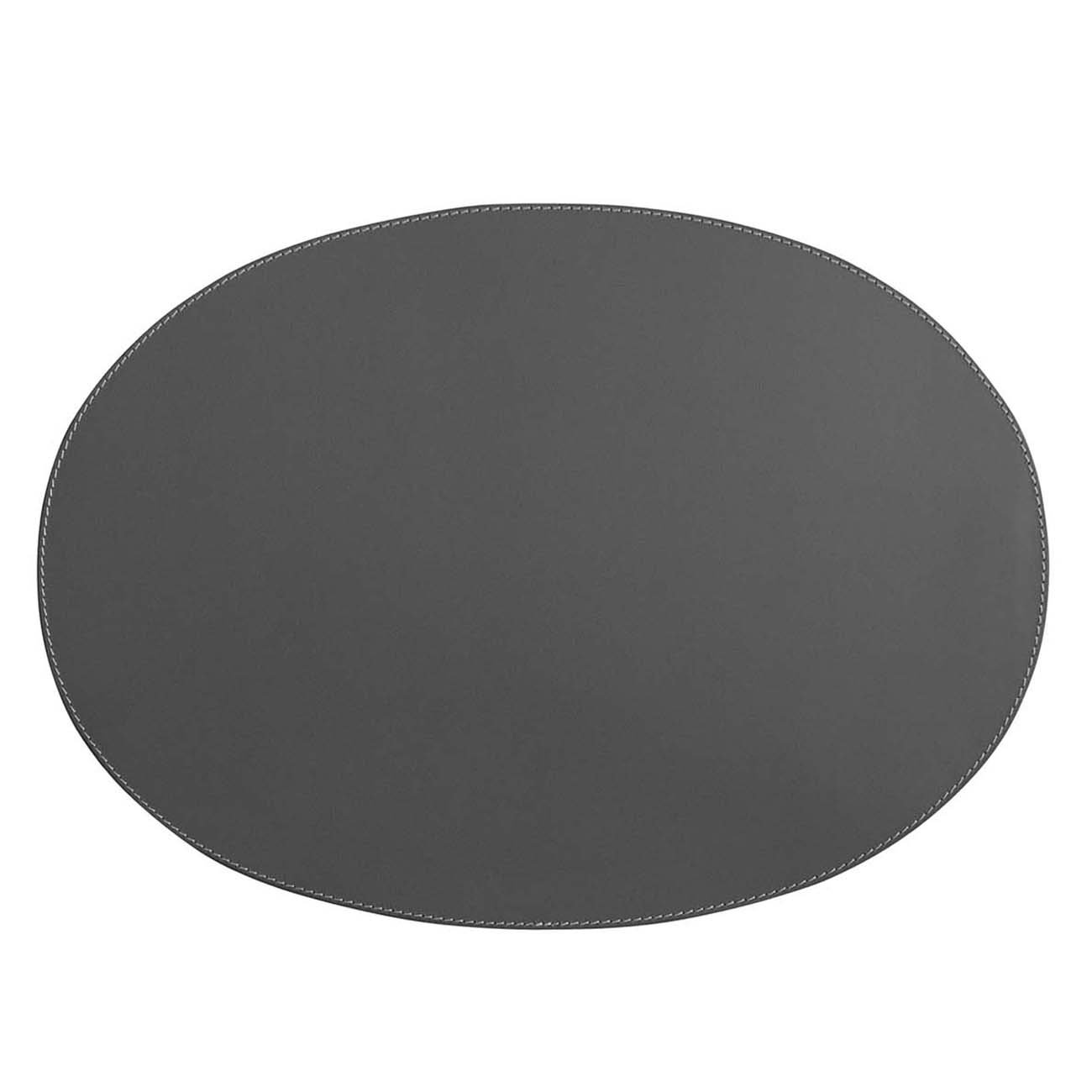 Leder Tischset Lederunterlage Kanon Oval Grau Grey