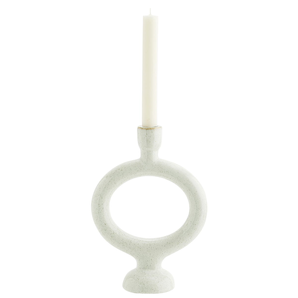 Madam Stoltz 27.5cm Off White Stoneware Candle Holder