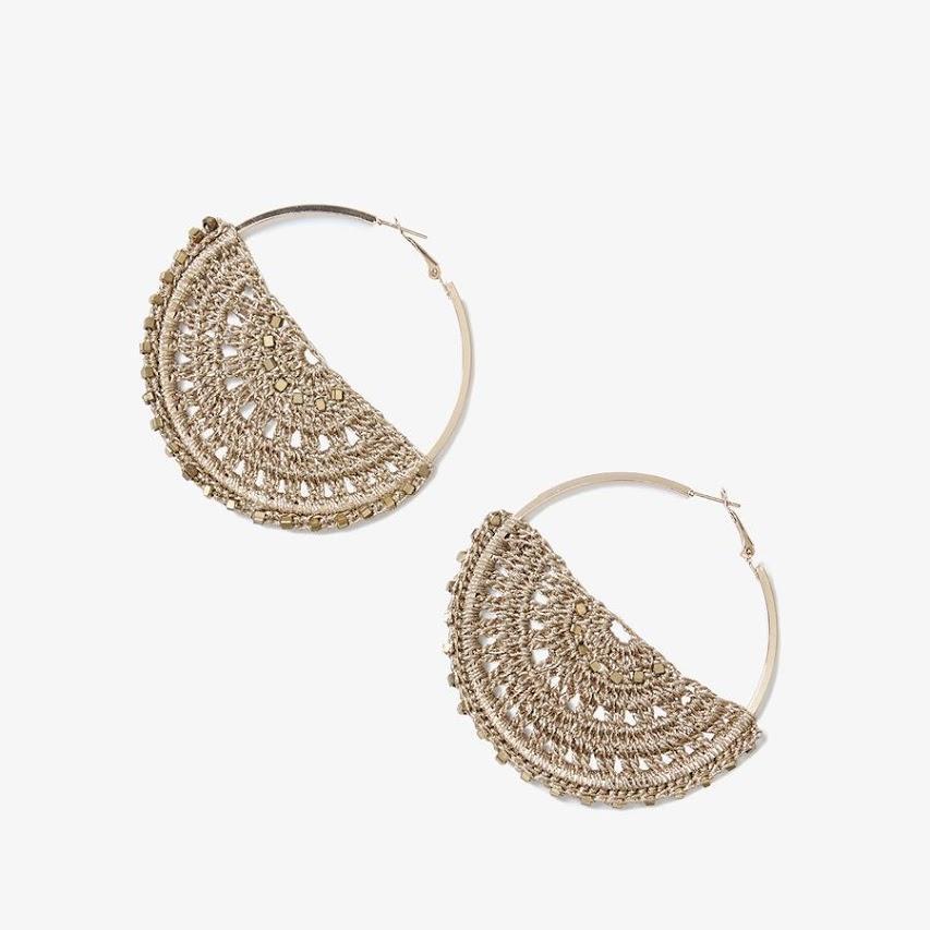 Large Semi Filigree Crochet Earrings In Gold