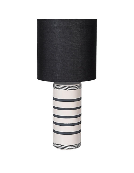Monochrome Striped Lamp With Black Shade