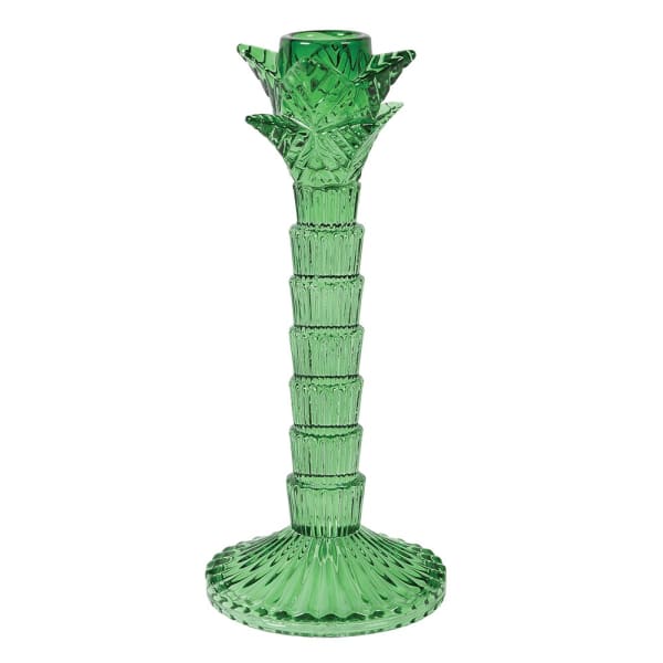 The Forest & Co. Green Palm Glass Candle Holders