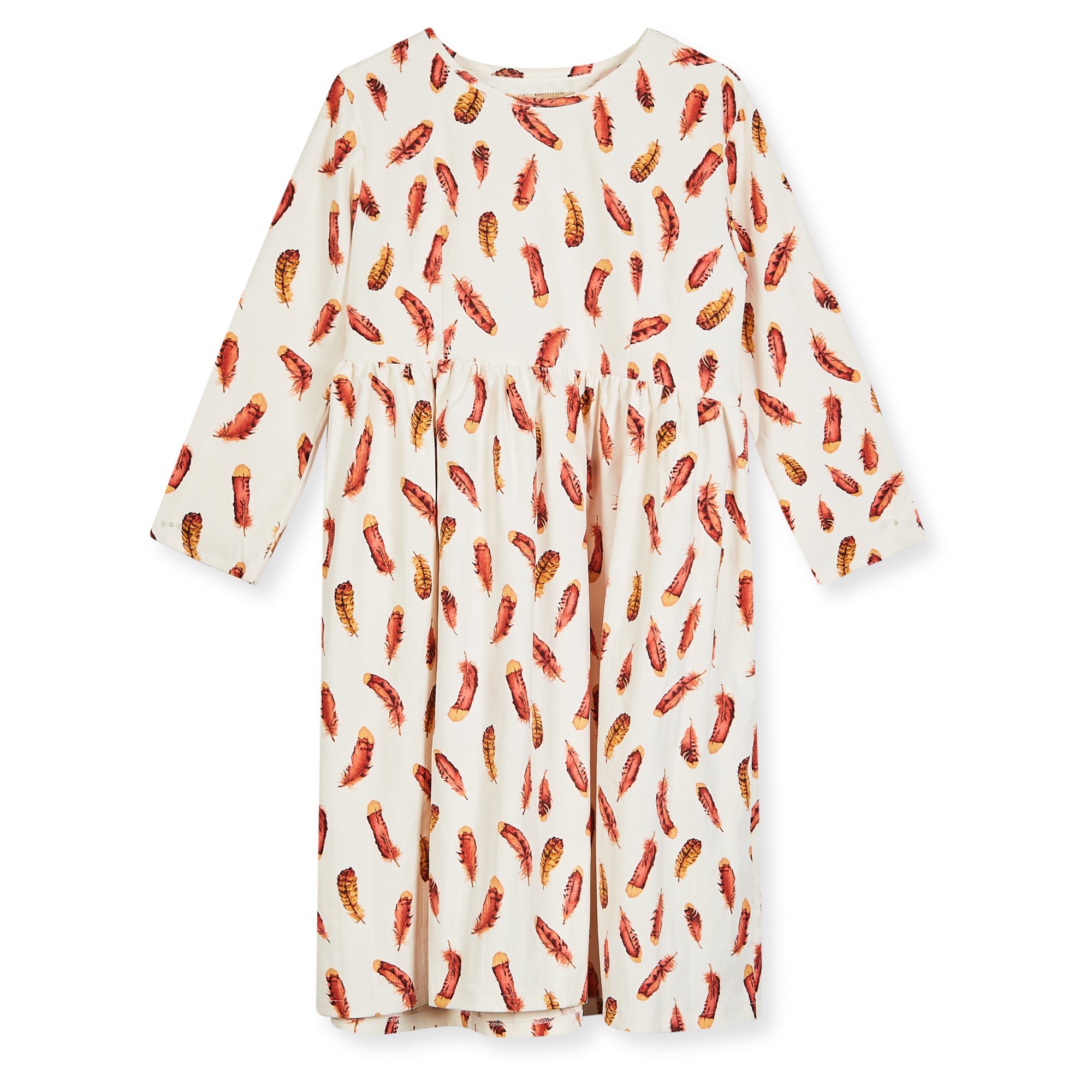 Ecru Feather Print Dress