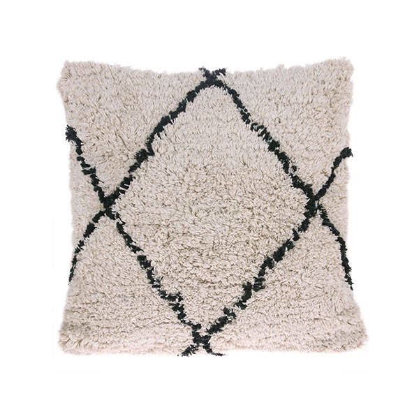 Cotton Diamond Cushion Cream/black (50x50cm)