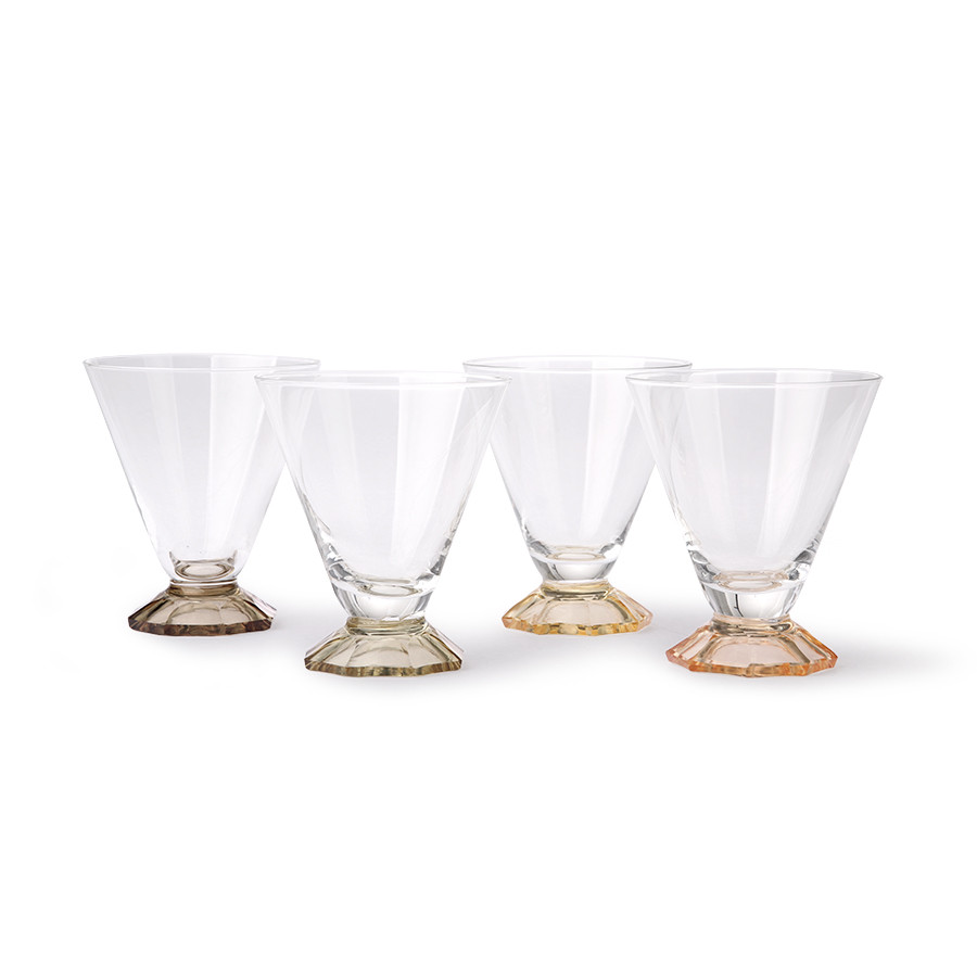 Set of 4 Coloured Cocktail Glasses