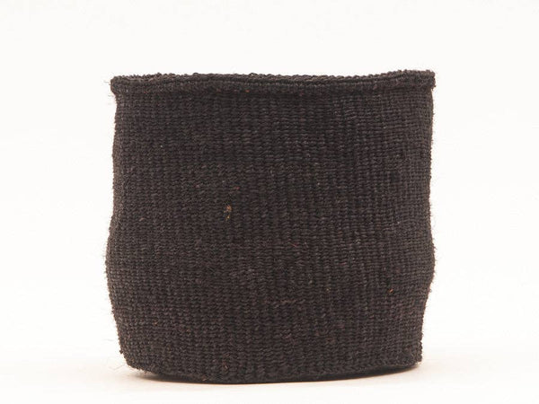 Medium Coal Black Woven Storage Basket