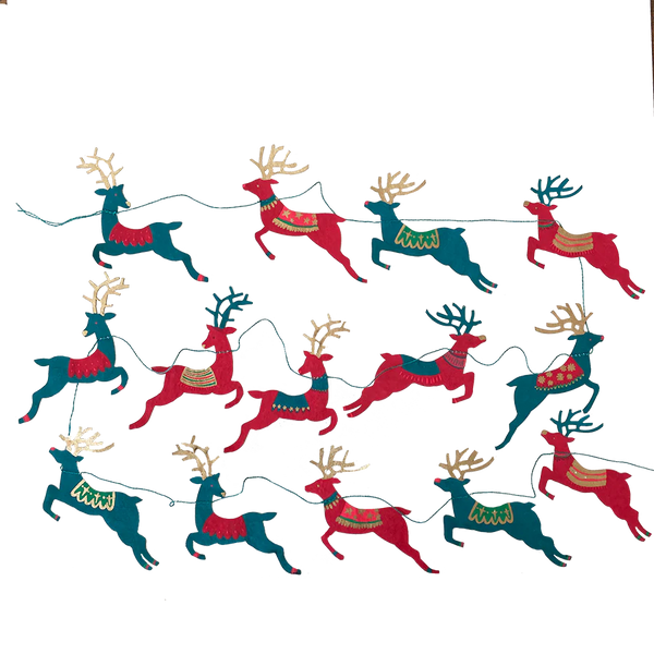Colourful Reindeer Printed Paper Garland