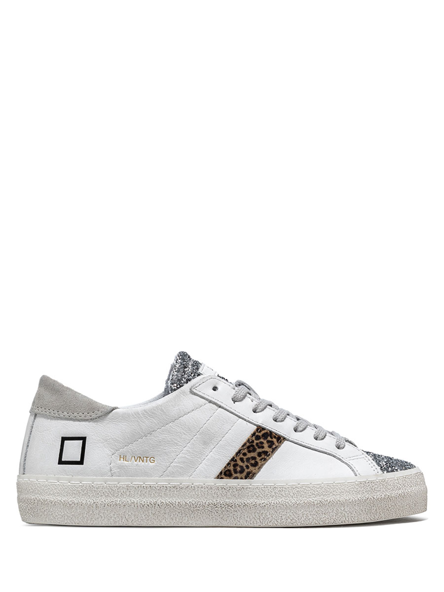 White and Leopard 3 Hill Low Vintage Calf Trainers
