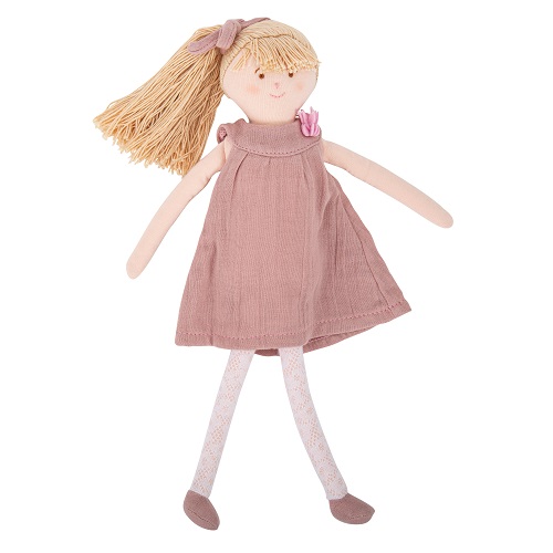 Doll with Dress 30Cm - Old Pink Organic Cotton