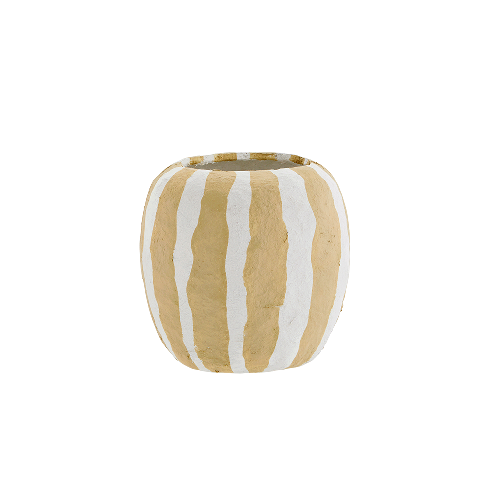 Vase En Papier Maché – Blanc Et Beige