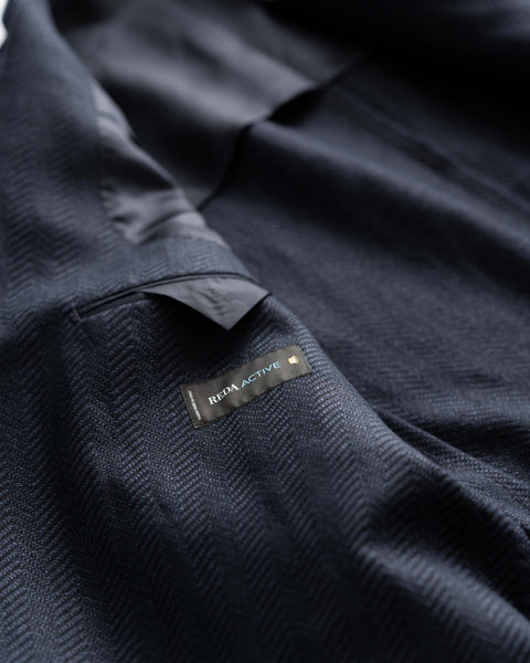 CAVALIERE Beau Dark Blue Double Breasted Linen and Wool Jaacket