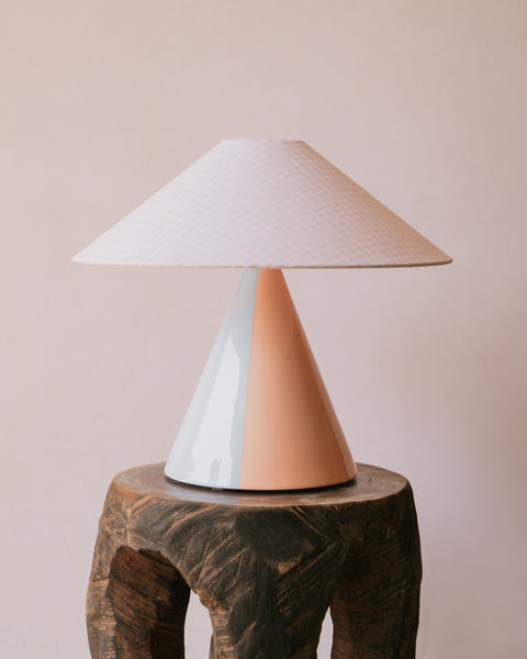 Peach Gingham and Sky Blue Caterina Lamp