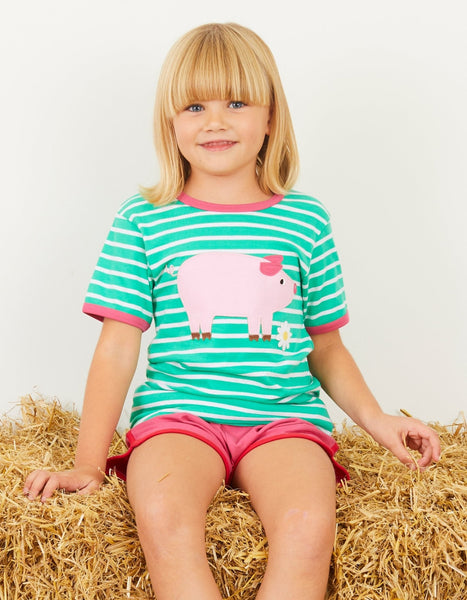 T-shirt d'applique de cochon organique