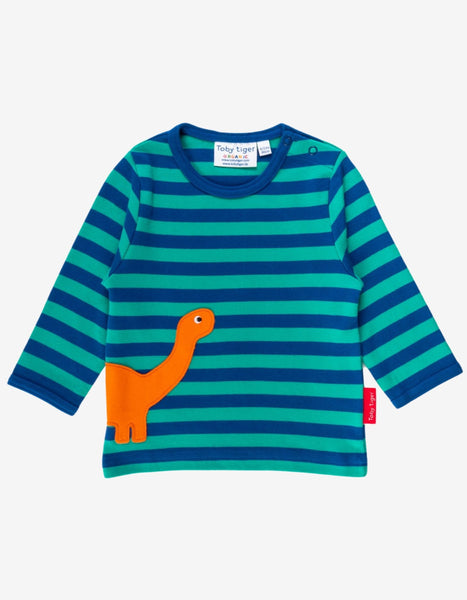 Bio -Diplodocus -Applikat Langarmed T -Shirt