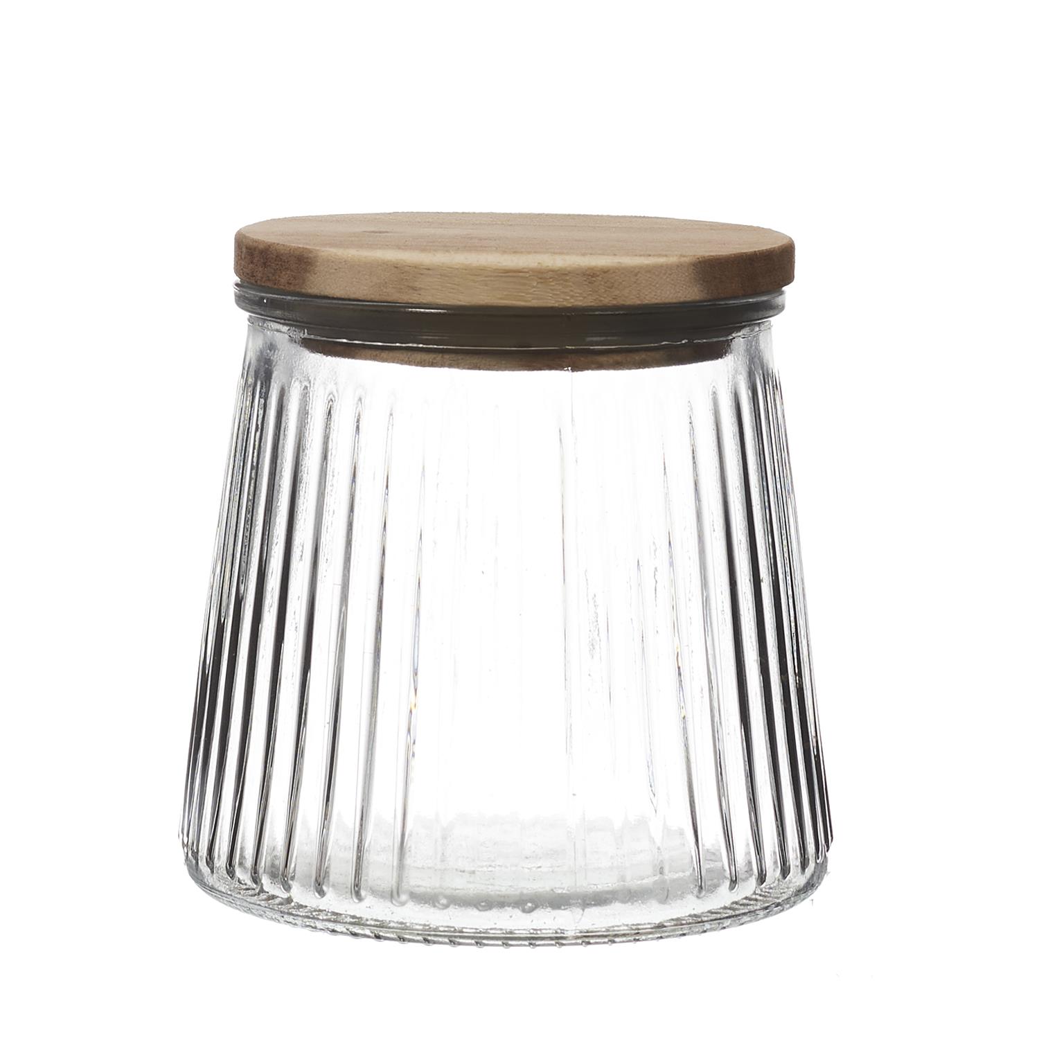 Petit Bocal En Verre Et Acacia