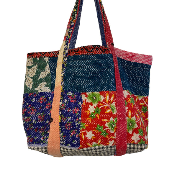 Tote Bag Cotton Kantha Patchwork Blue