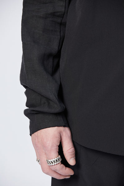 thom krom M H 147 Nylon Linen Shirt Black