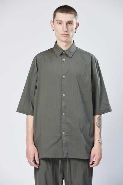 M H 145 Camisa de algodón estirle tejida de gran tamaño verde