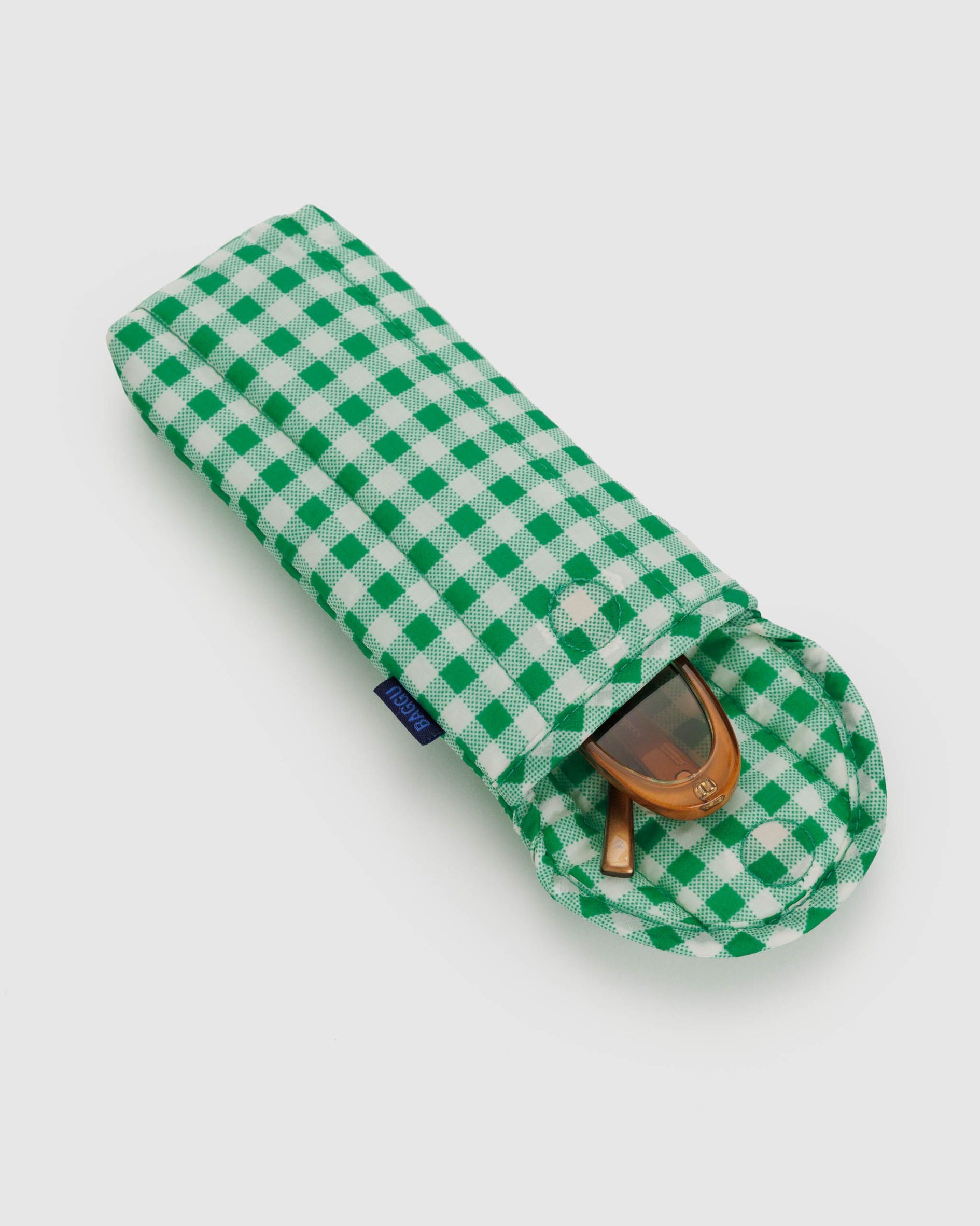Puffy Glasses Sleeve Green Gingham
