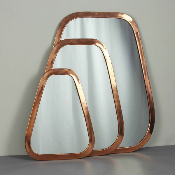 Artisan Stories L: 47cm x 40cm Rose Gold Brass Marrakech Trapezoid Mirror