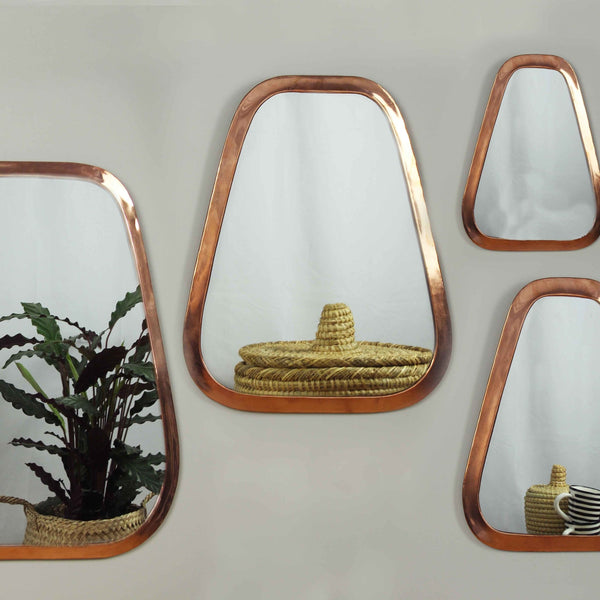 Artisan Stories L: 47cm x 40cm Rose Gold Brass Marrakech Trapezoid Mirror