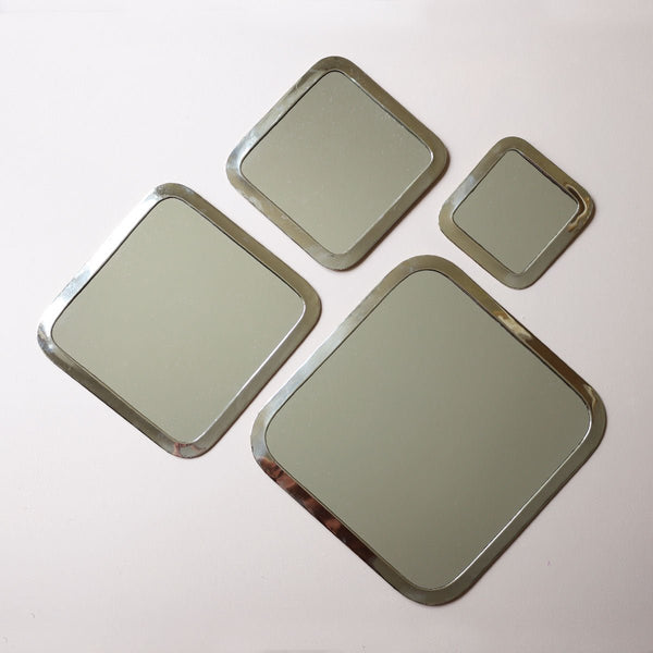 Medium 29cm Marrakech Square Mirror In Silver Brass