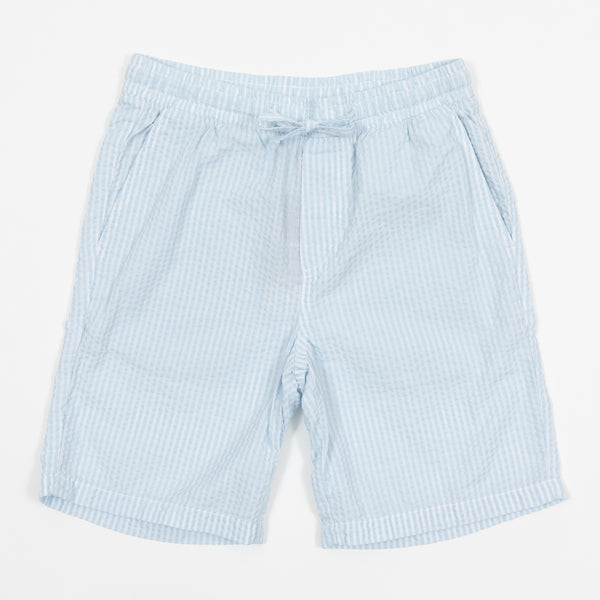 Shorts texturés rayés en bleu clair