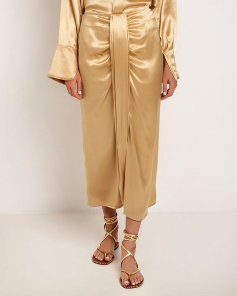 Long Sarong Skirt In Gold