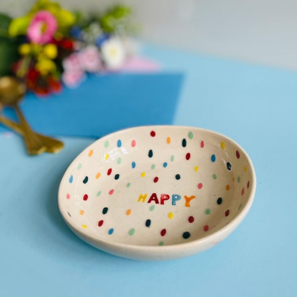 Petite assiette 'dots' - happy/smile/relax