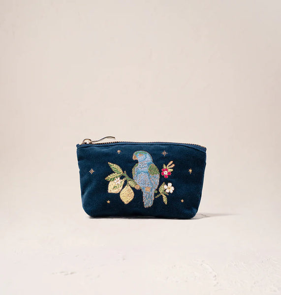 Tropical Parrot Coin Purse - Ink Blue