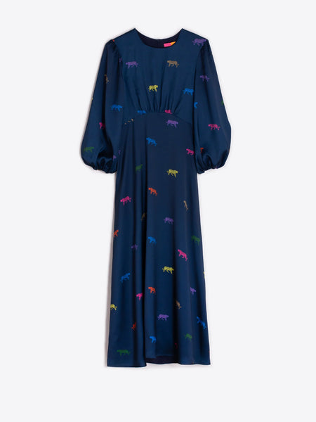 Robe longue imprimée - Marine