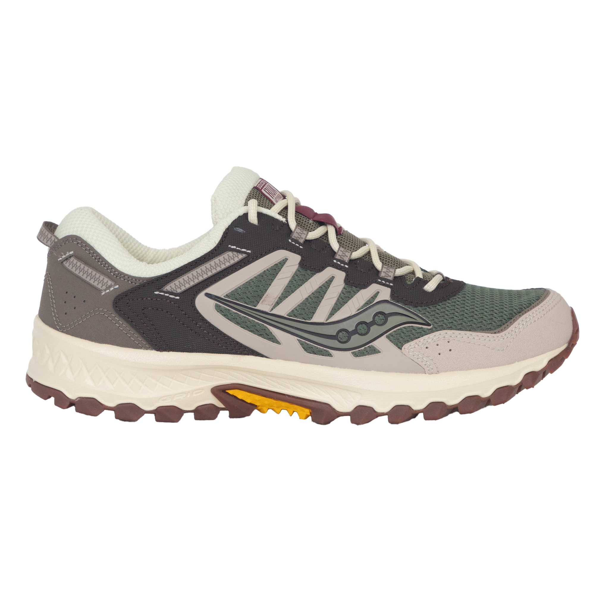 Grid Peak Trail Trainers in Green & Brown