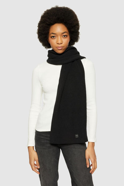Knowledge Cotton Apparel  Black Rib Knit Scarf