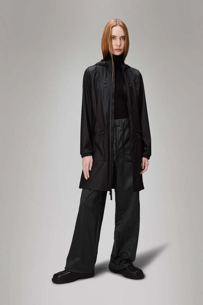 Rains Black Cargo Curve Jacket